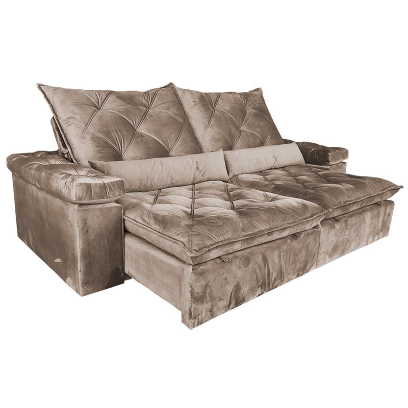 Sofá Hamburgo com Molas Ensacadas Retrátil e Reclinável Cor K26 295cm