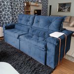 Sofá Agata - Retrátil e Reclinável - Azul Luxo - 210cm Ambientado
