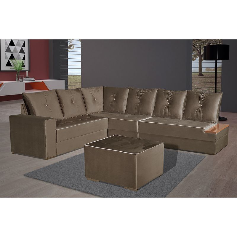 Sofa De Canto Com Chaise E Puff | Baci Living Room