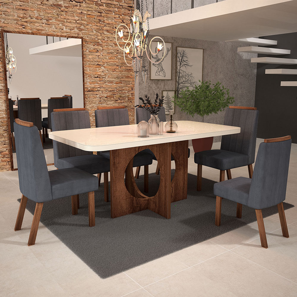 Conjunto Mesa de Jantar Redonda 1,50m com 6 Cadeiras – ONIX