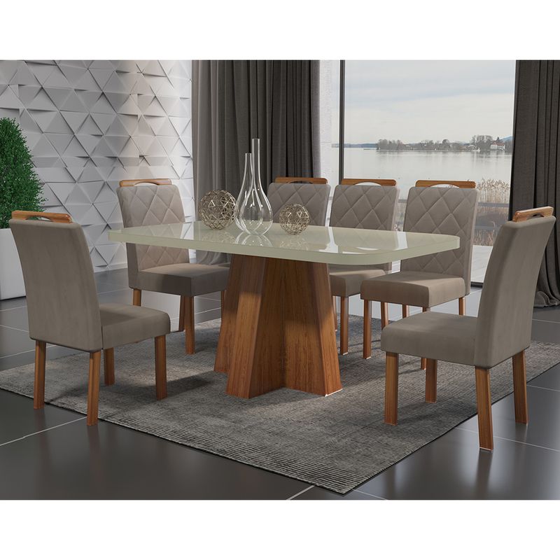 Mesa-de-Jantar-Luisa-160cm-Vidro-Offwhite---6-Cadeiras-3010-ambientalizada