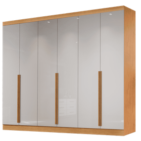 Guarda-Roupa Alvorada - 6 portas - 100% MDF - Nature com Offwhite