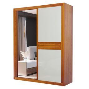 Guarda-Roupa Japão 100% MDF 2 portas com espelho - Naturale com Offwhite