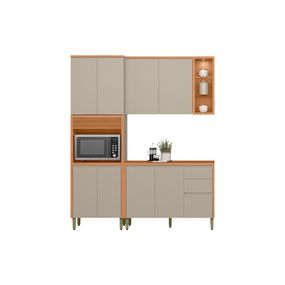Cozinha Sistina Paneleiro, Balcão e Aéreo - Jequitiba / Gris