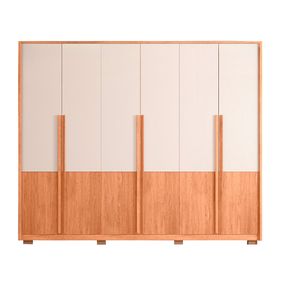 Guarda-Roupa Genebra 6 portas 100% MDF - Freijo com Offwhite