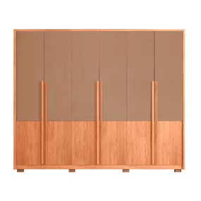 Guarda-Roupa Genebra 6 portas 100% MDF - Freijo com Suede