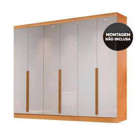 Guarda-Roupa Alvorada - 6 portas - 100% MDF - Nature com Offwhite
