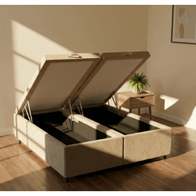 Box Casal com Baú - Bi-partido - Linhão Bege