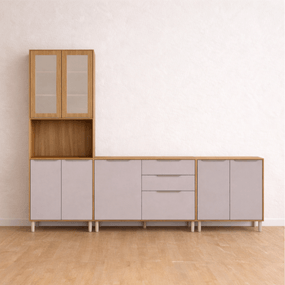 Cozinha Selena - 3 Peças - Paneleiro, Balcão 80 e Balcão 120 - Cinamomo com Off-White