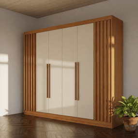 Guarda-Roupa Flaviane - 6 Portas - 100% MDF – Nature com Offwhite