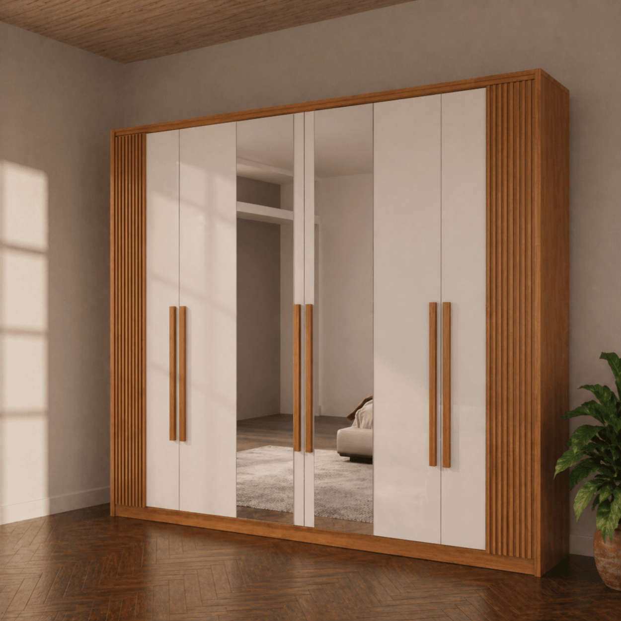ワンドロップ DS-61（クリア） Guarda-Roupa Copacabana 6 portas 100% MDF Esp Naturale/Off