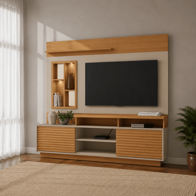 Home Alegro – 2.00m – Para TV até 60” - Nature/OffWhite